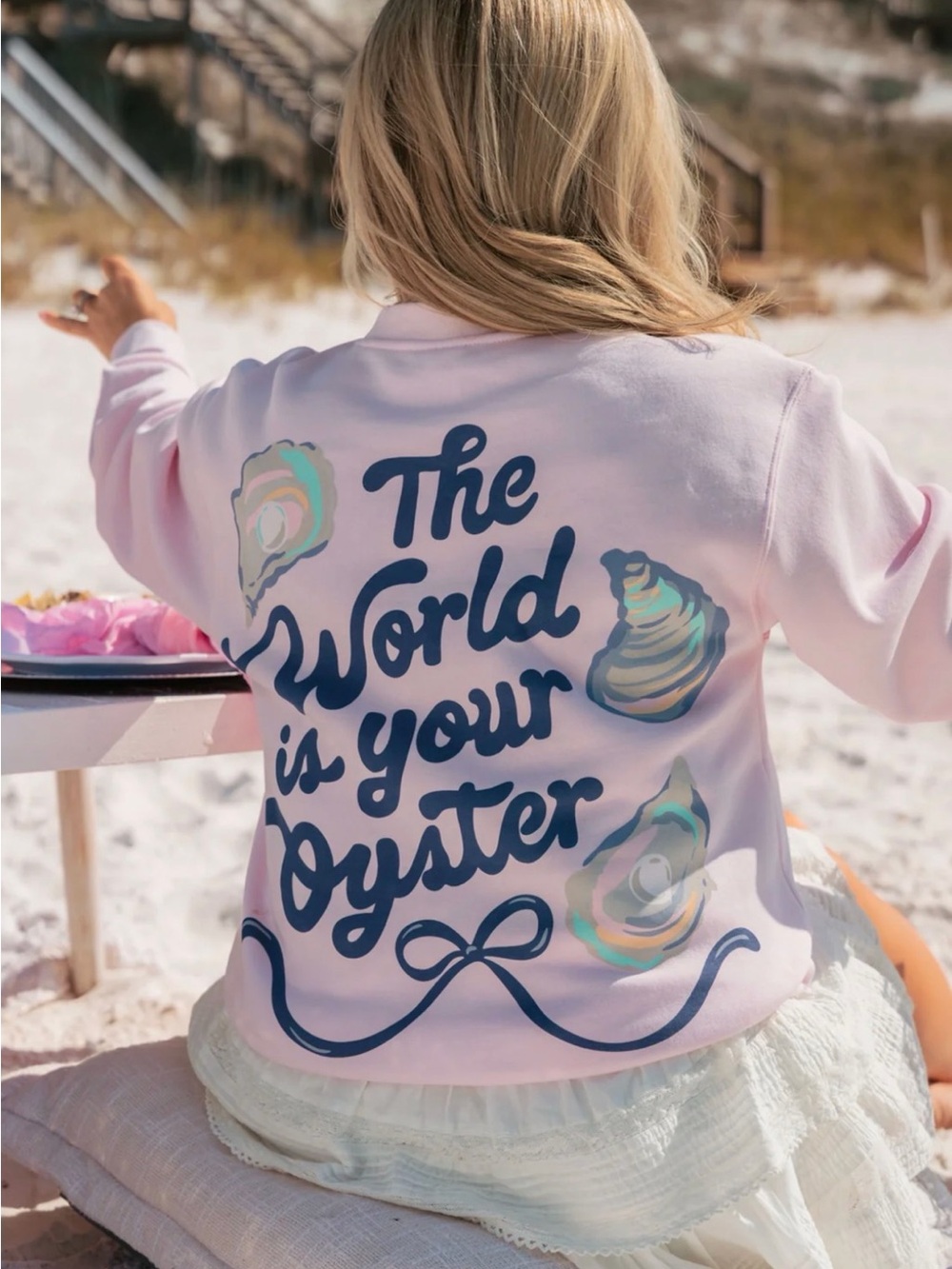 The World Is Your Oyster Pink Graphic Sweatshirt